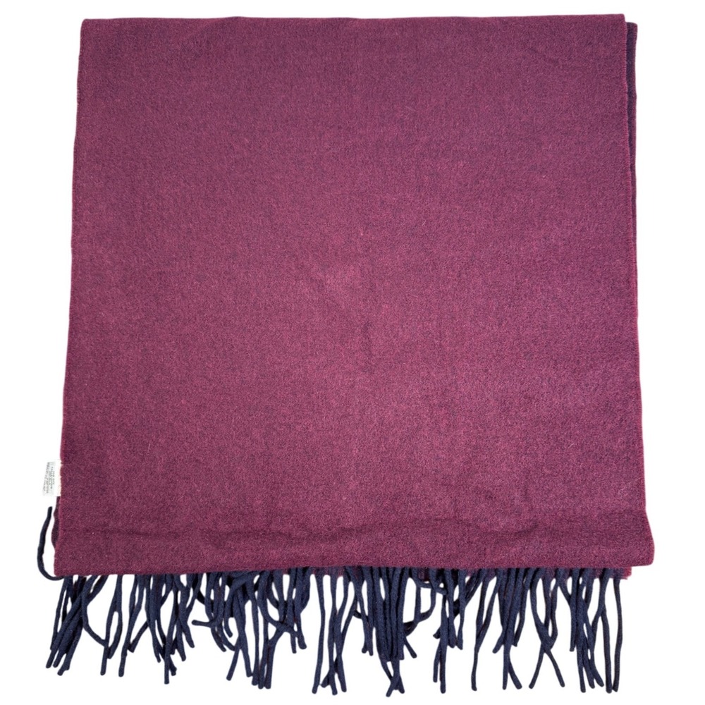 Banana Republic Italian Wool-Cashmere Scarf Burgundy Red Fringe Old Money Unisex - Picture 2 of 10